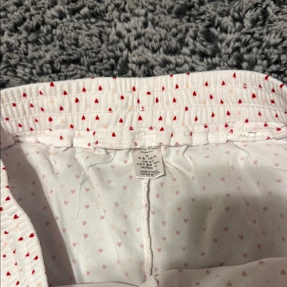 White Pajama Pants with Red Hearts - Picture 2 of 3